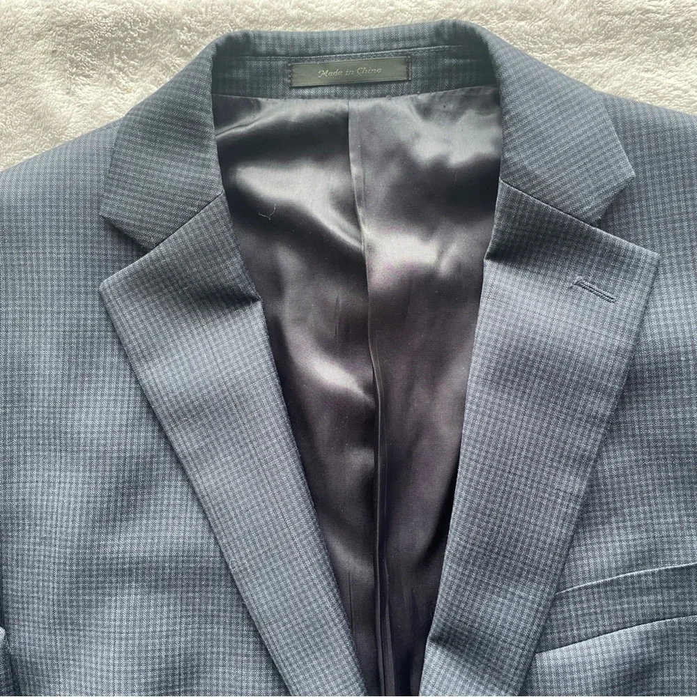 Calvin Klein Men's Classic blue houndstooth Blazer 42R 100% wool